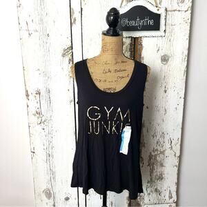 Z by Zobha Gym Junkie graphic black & Gold tank NEW